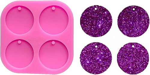 Moldes de silicona con forma de enchufe de cuatro círculos redondos brillantes brillantes para manualidades, llavero de arcilla polimérica, collar,