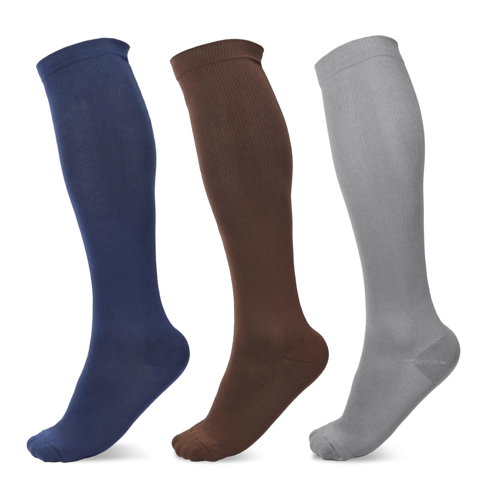3 Pares Calcetines de Compresión Hombre Mujer,para Enfermeros, Correr, Maternidad, Vuelos, Viajes, Deportes,Ciclismo,Tallas Uniformes