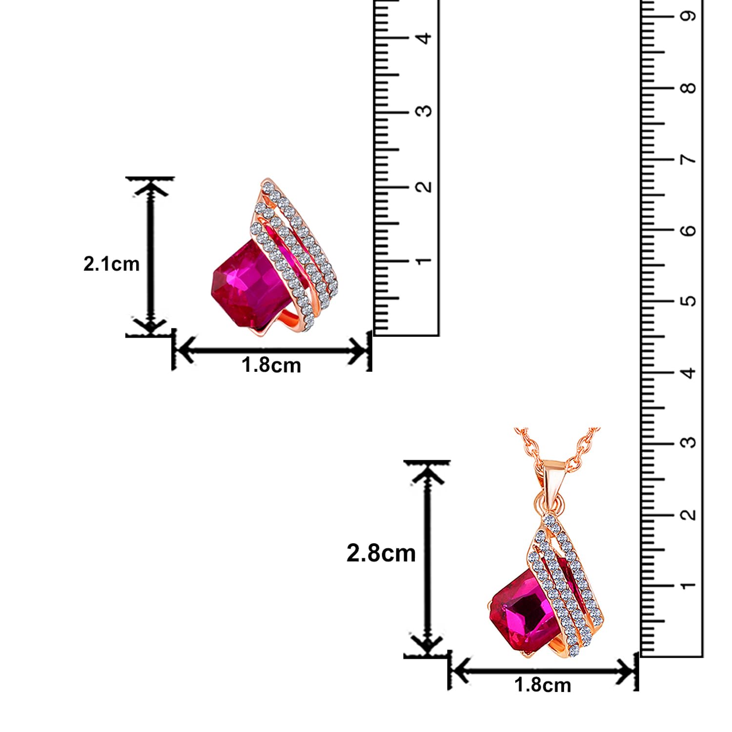 Pink Crystal Angel Wings Pendant Set
