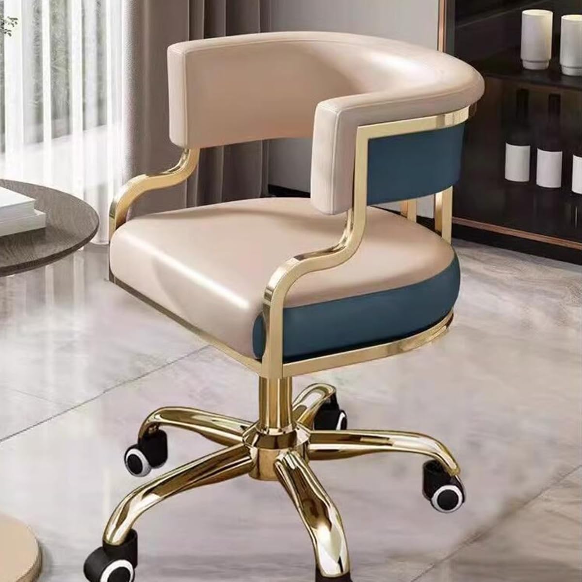 HTTGDGDH Ergonomic Executive Office Chair - Pu Leather Recliner Adjustable Height 360° Swivel Padded Backrest Stylish Makeup Chair For Home & Office Use,Blue