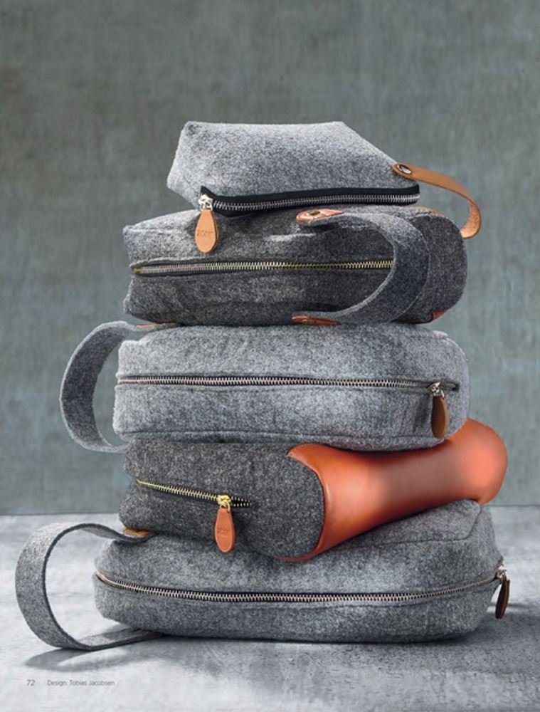 NEW Zone Denmark Craft Herren-Kulturbeutel Aus Filz & Kunstleder – Dunkelgrau, 25x10x15 Cm, Schlichtes Design