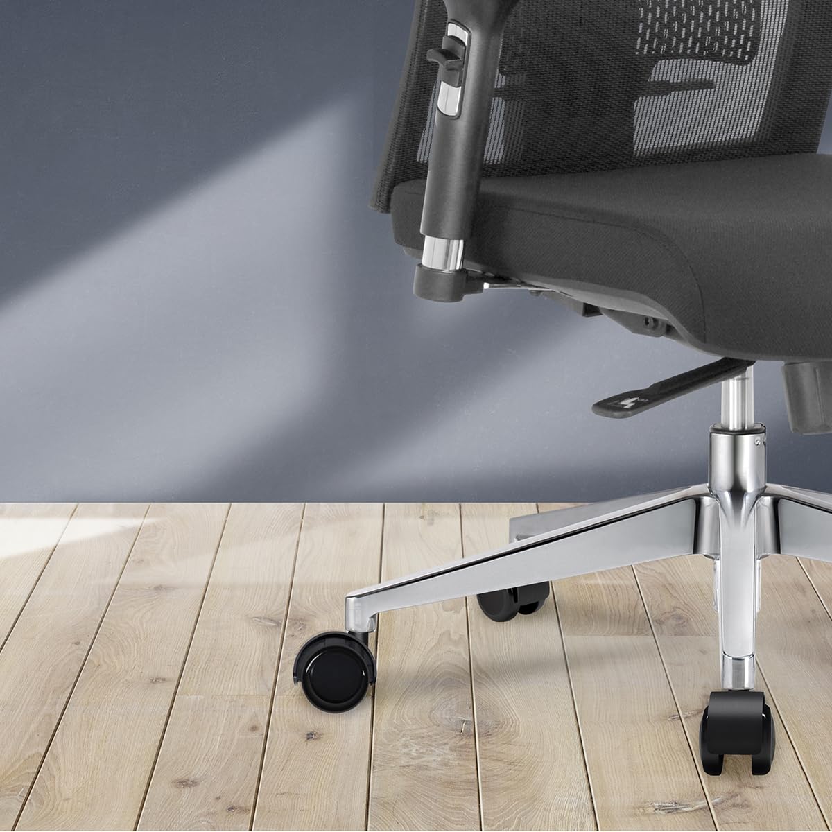 Waytex 78600 Kółka samohamujące do fotela biurowego - fotel samohamujący o średnicy 50 mm, do twardych podłóg, parkietu, laminatu, płytek - zestaw 5 sztuk - kolor czarny