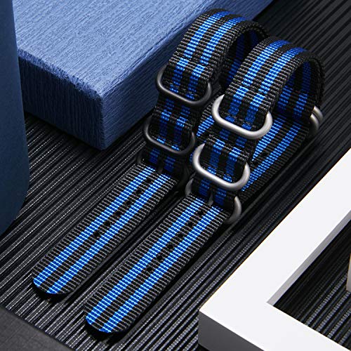 Image of BINLUN Premium Ballistic Nylon Watch Strap, Heavy Duty 5-Ring Replacement Watch Band with Stainless Steel Buckle, Durable & Comfortable Sport Band for Men Women, Fits 18-24mm