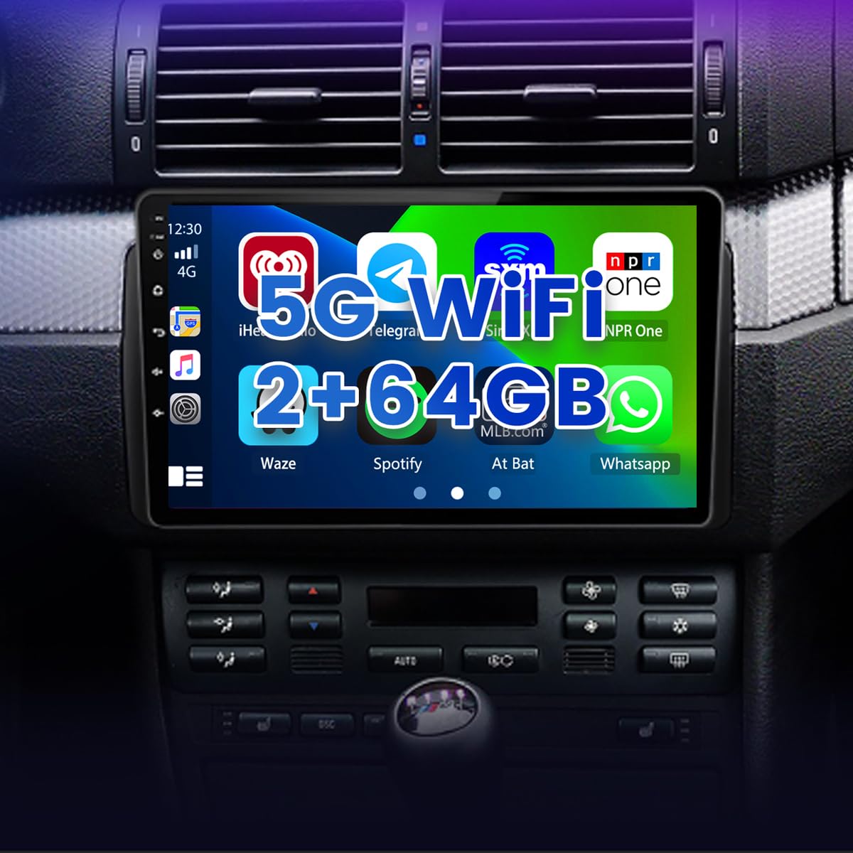 Hikity 2+64G 9" Radio Android para BMW E46 1999-2005 CarPlay