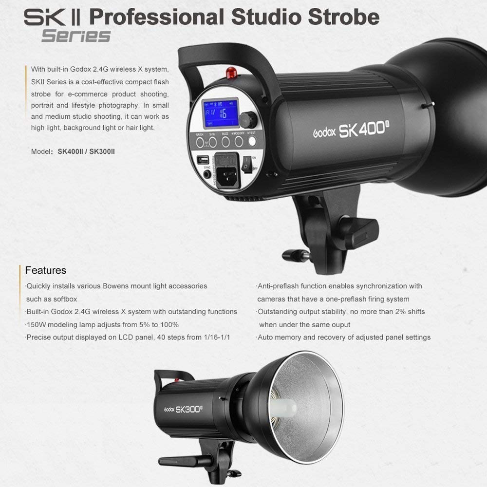 GODOX Sk300Ii 2 Head Studio Kit With 2 Sofbox 2 Stands And 1 Bag