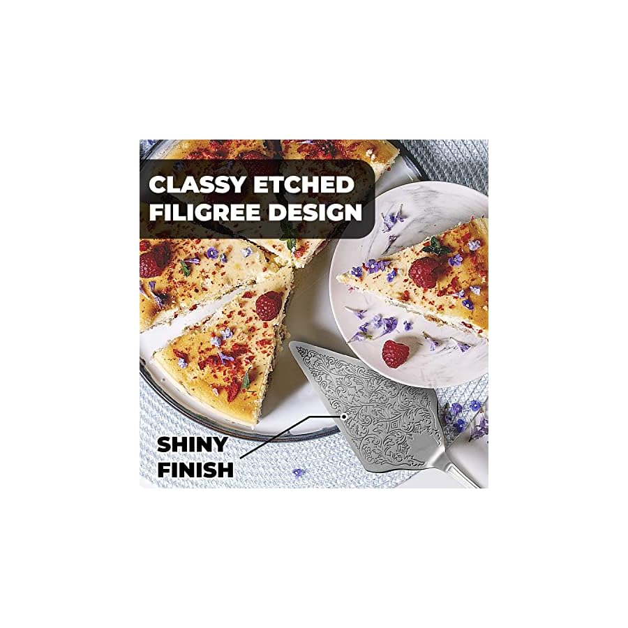 Orblue Wedding Cake Knife and Server Set - Premium, Beautifully Engraved Cutting Set - Elegant Keepsake for Newlyweds Silver