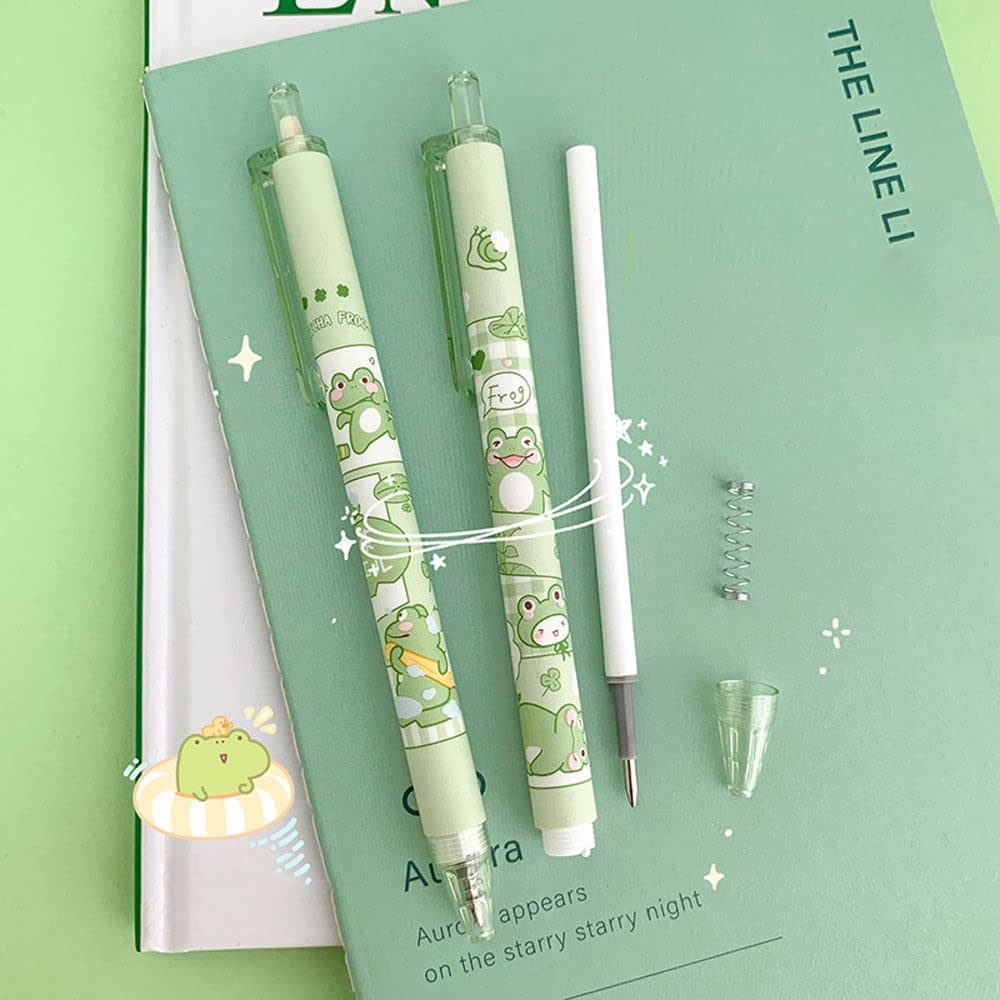 6pcs set Cartoon Frog Gel Pen Cute Animal Writing Pen Retractable Pens School Supplies for Student Girls 0 — view 7