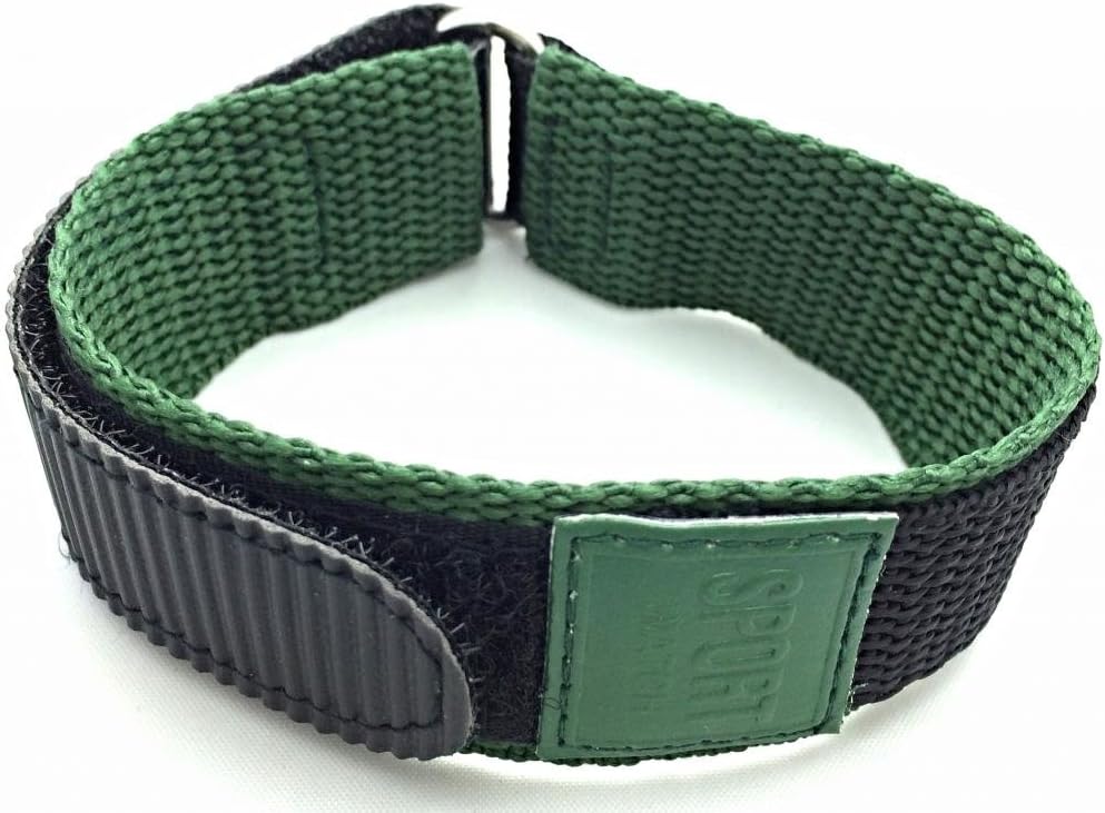 NewLife 20mm Watchband | Long, Adjustable-Length, Dark Green/Black, Nylon Watch Band | Heavy Duty, Hook and Loop, Sport Replacement Wrist Watchstrap for Men and Women