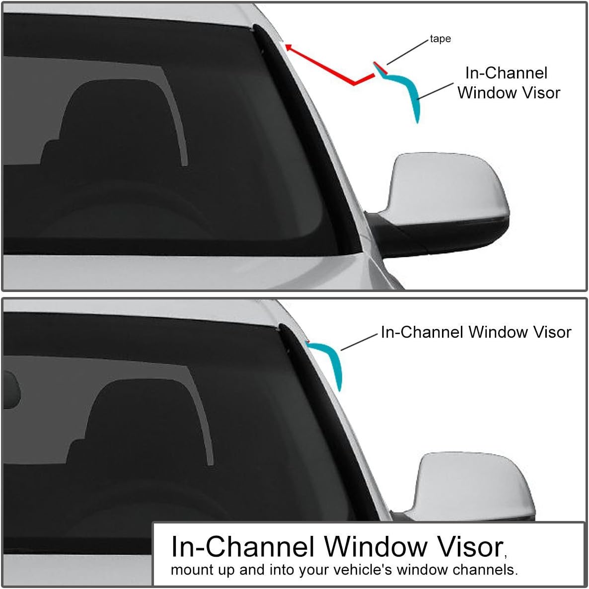 DNA MOTORING Set of 4 Tape-On Window Rain Guards for 99-11 Ranger EXT CAB Smoke Tint Window Visor Shade/Sun Wind/RAIN Deflector, WVS-T2-0101