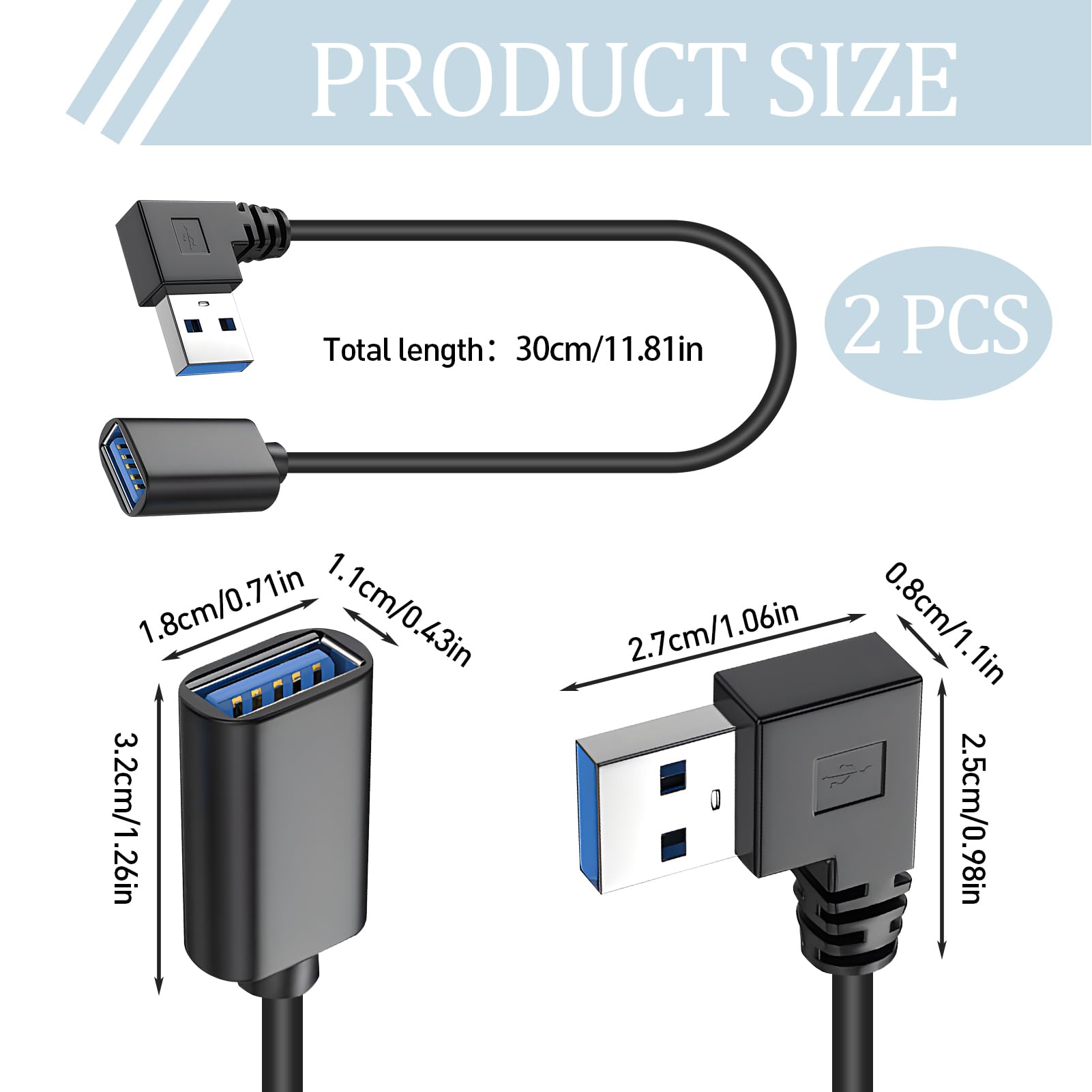30 Cm 90 Gradi Direzione Verso L'alto Angolato USB 2.0 A Connettore Maschio A Cavo Di Prolunga Femmina Con Foro Per Montaggio A Pannello 1 Pz/lotto - Foto 6