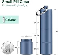 Vista 2 de Opret Keychain Pill Holder, 3 Compartments Metal Small Pill Case, Waterproof Portable Travel Pill Box, Pill Container for Purse (Blue)