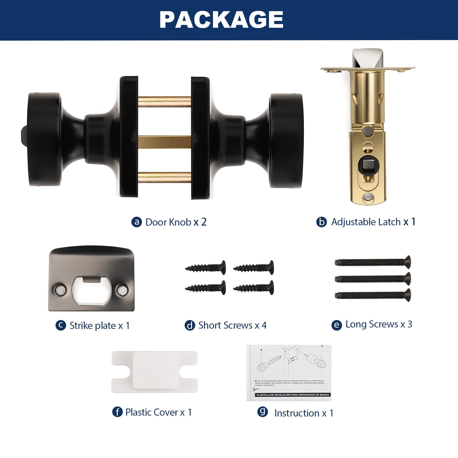 Black Keyless Door Knobs - Privacy & Security -7