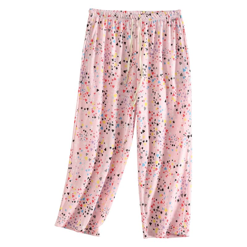 Image of PNAEONG 3 Pack Women Pajama Pants Capri Length Drawstring Pj Bottoms Sleep Lounge Pants with Pockets S-3XL
