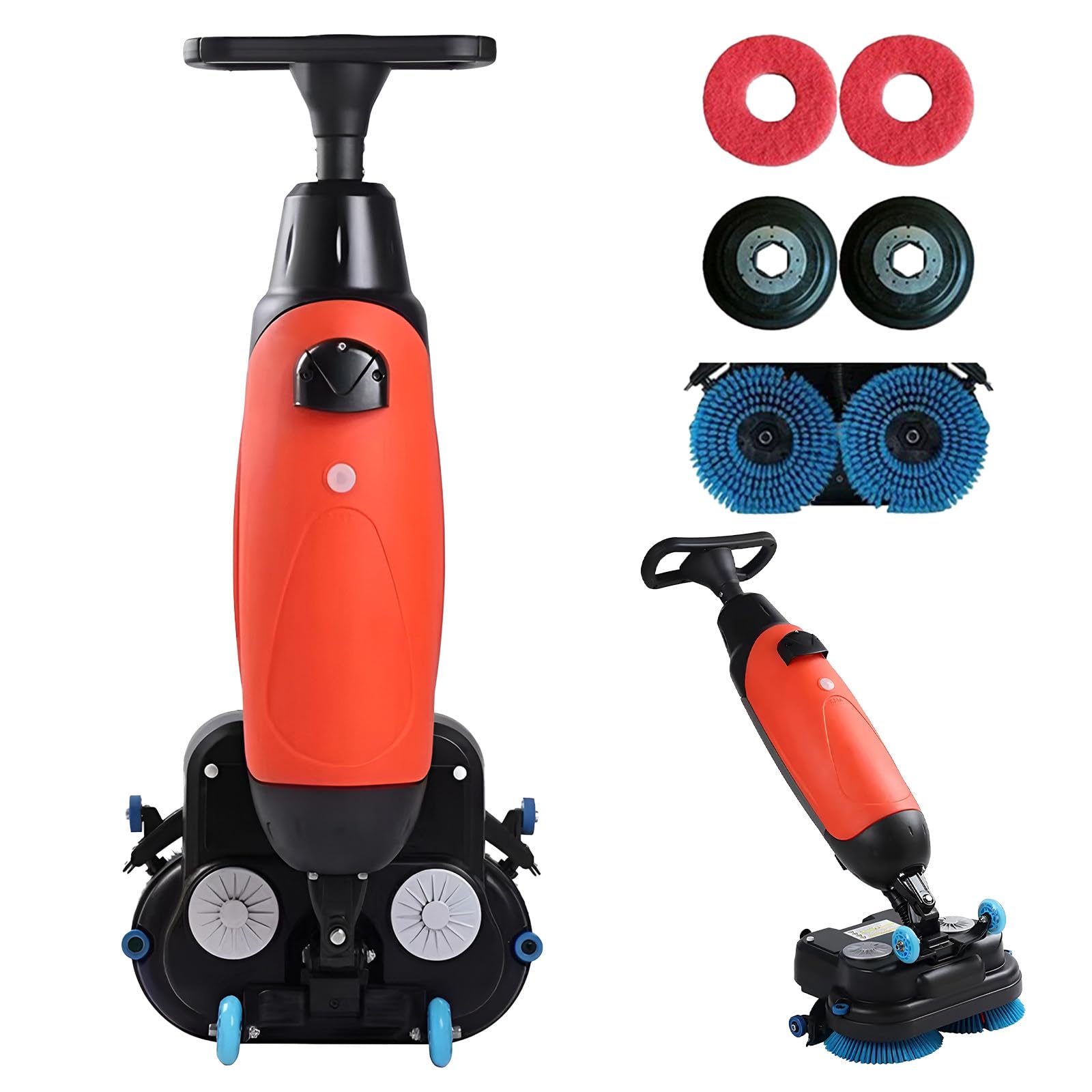 Commercial Floor Scrubber Machine,17” Cleaning Width,Multi Functional Floor Buffer Polisher Machine,240 RPM,Deep Cleaning Tile and Grout, Hardwood Floors and Carpets with Ease Red