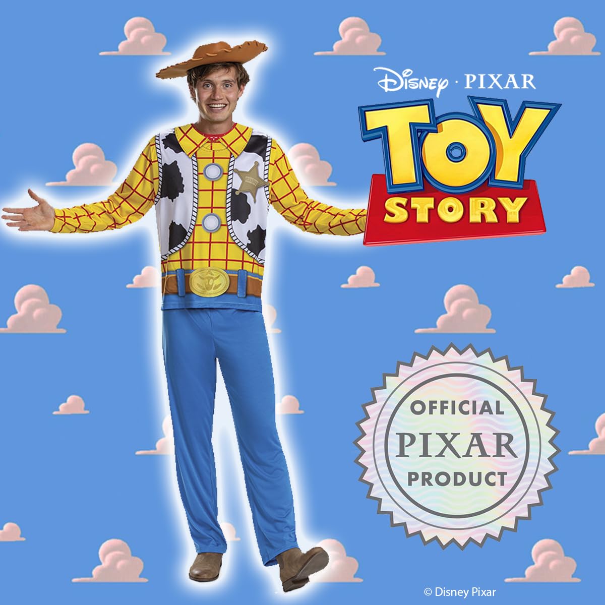 DISGUISE 158449D-EU Woody Basic Plus Adulto (Eu) Toy Story Travestimento, Uomo, L/XL (42-46)