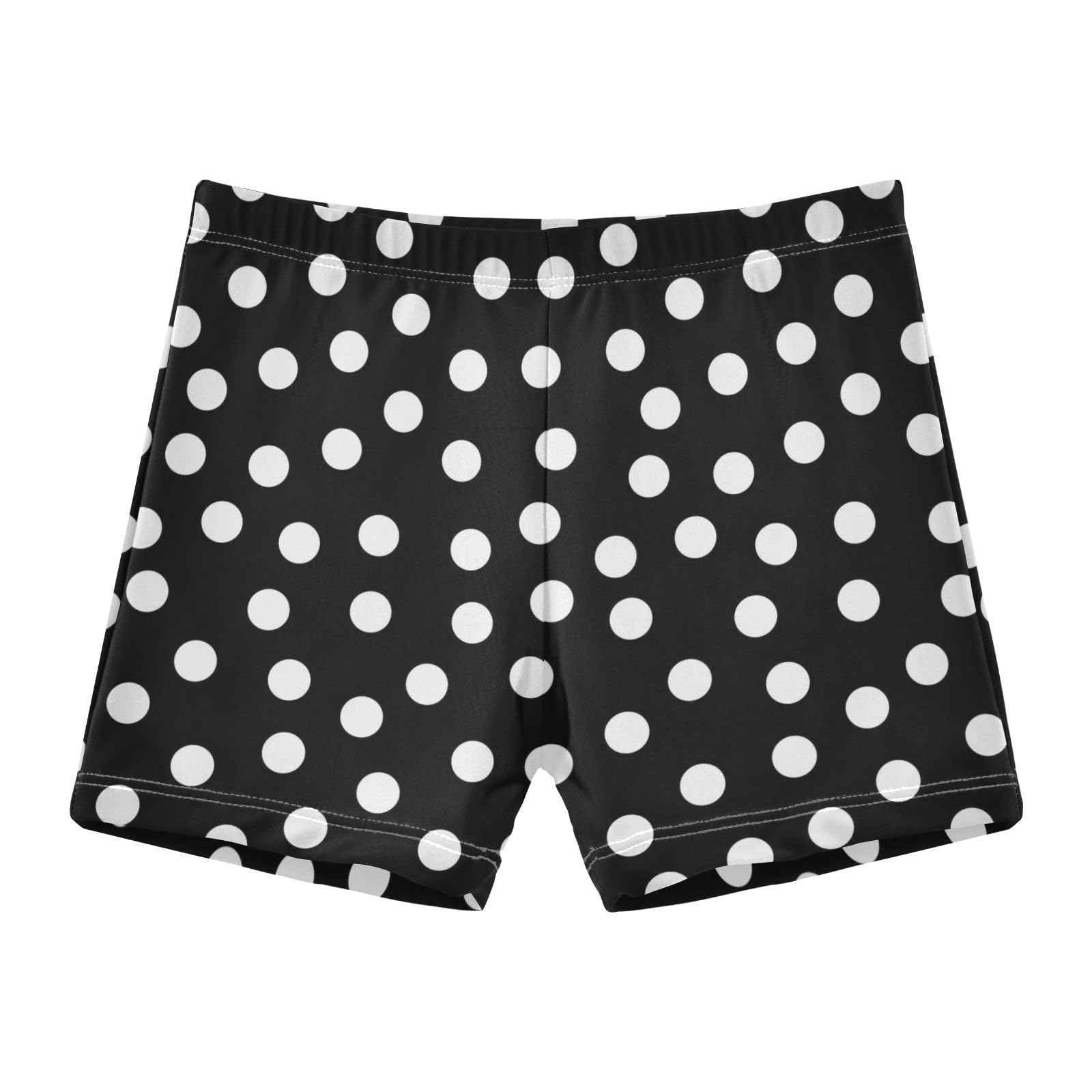 TSENQUE Black Polka Dots Swim Jammer Swimming Shorts Little Boys Bathing Suit (5T-6T)