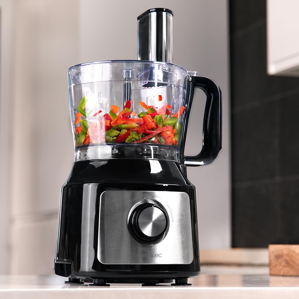Cecotec Küchenmaschine FoodProcessor Comino 1000 Spatula. 1000W, 2 Geschwindigkeiten, 2L Schüssel, Saftpresse, 3 Schneidscheiben: Zerkleinern, Schneiden, Kneten, Cremescheibe, Edelstahl