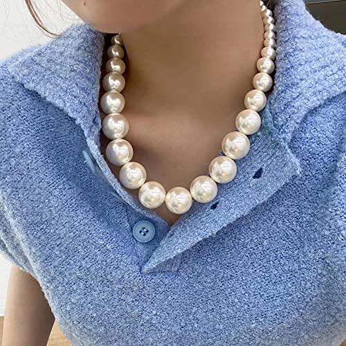 Vintage Boho Short Middle Large Pearl Shiny Choker Necklaces Dainty Pearls Simple 1920s Choker Necklace Halloween Prom Party Bar Necklace for Women3