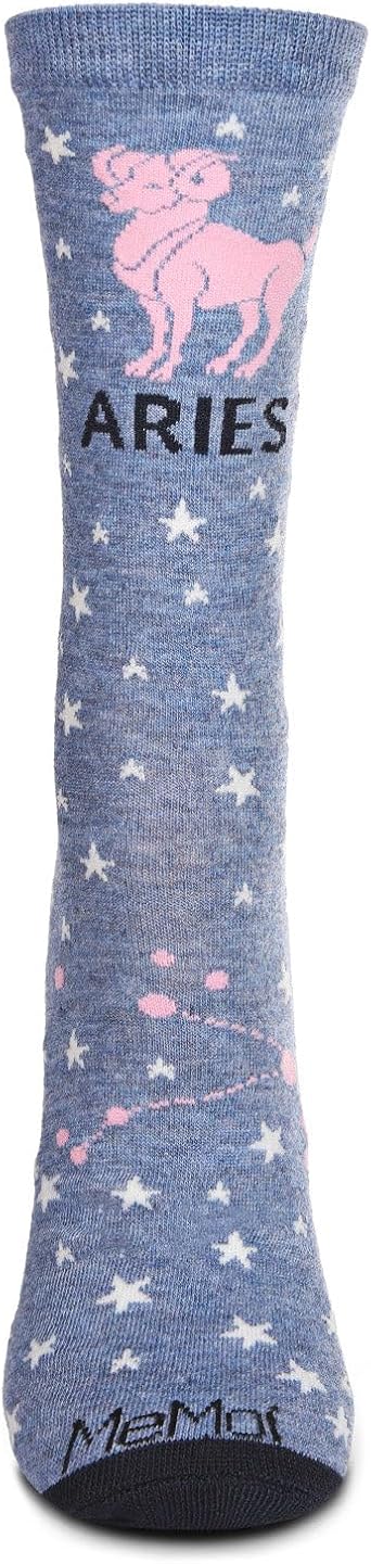 MeMoi Womens Aries Zodiac Sign Crew Socks