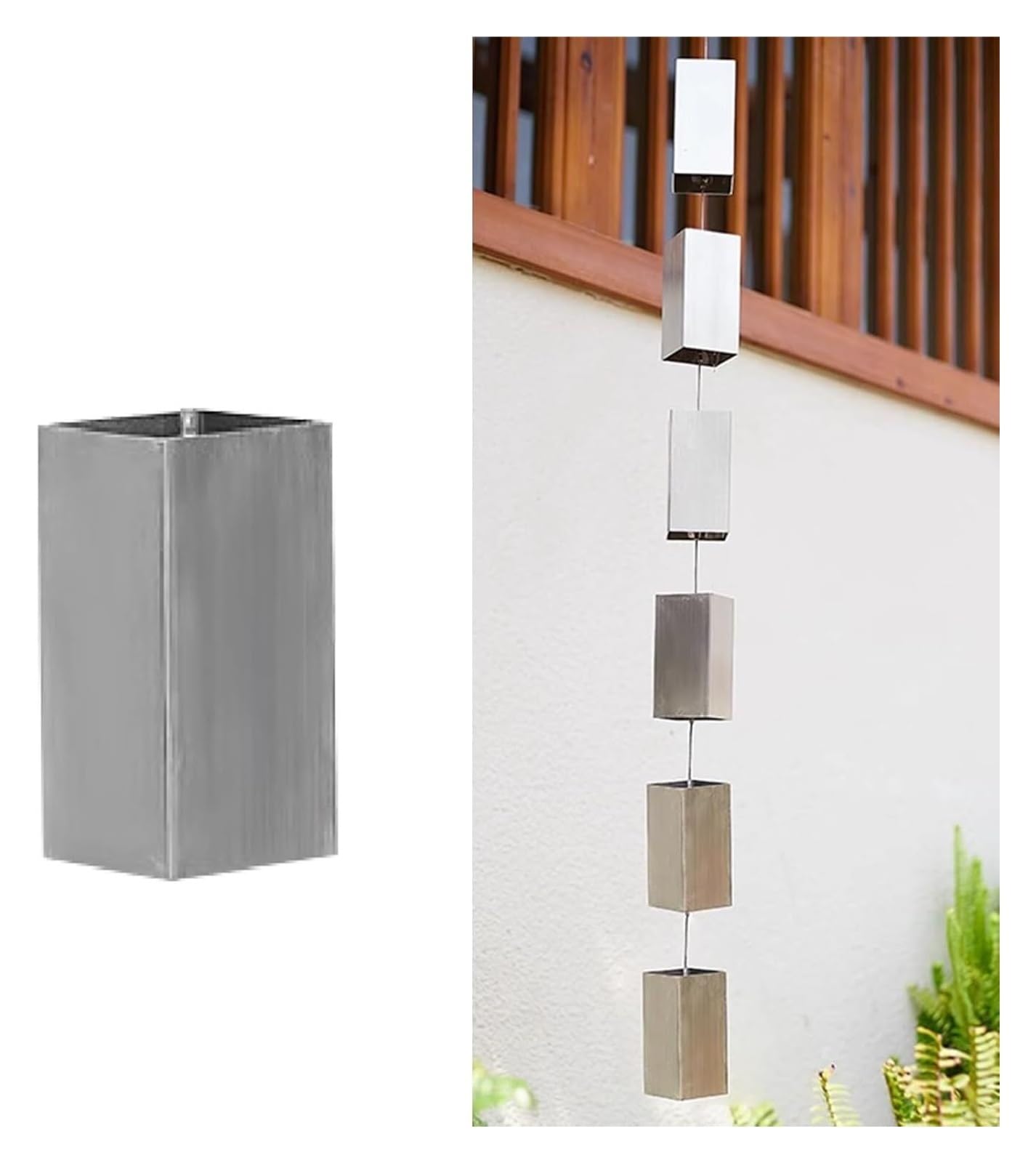 Chaîne de pluie carrée pour tuyau de descente et gouttière de maison en version 3m