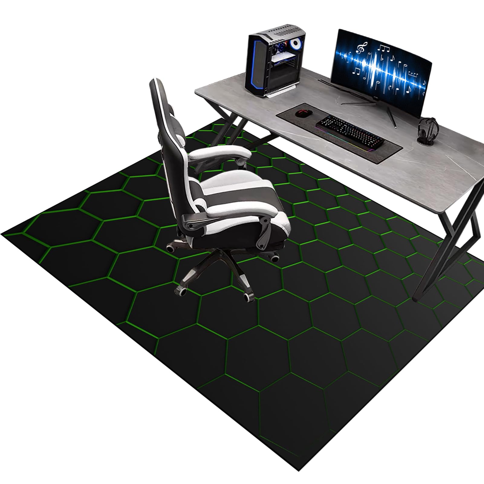 Kqiejuy Colorb19 90 X 140 Cm Office Gaming Chair Mat For Carpet, Gaming Floor Protector For Rolling Chairs, Black Rug