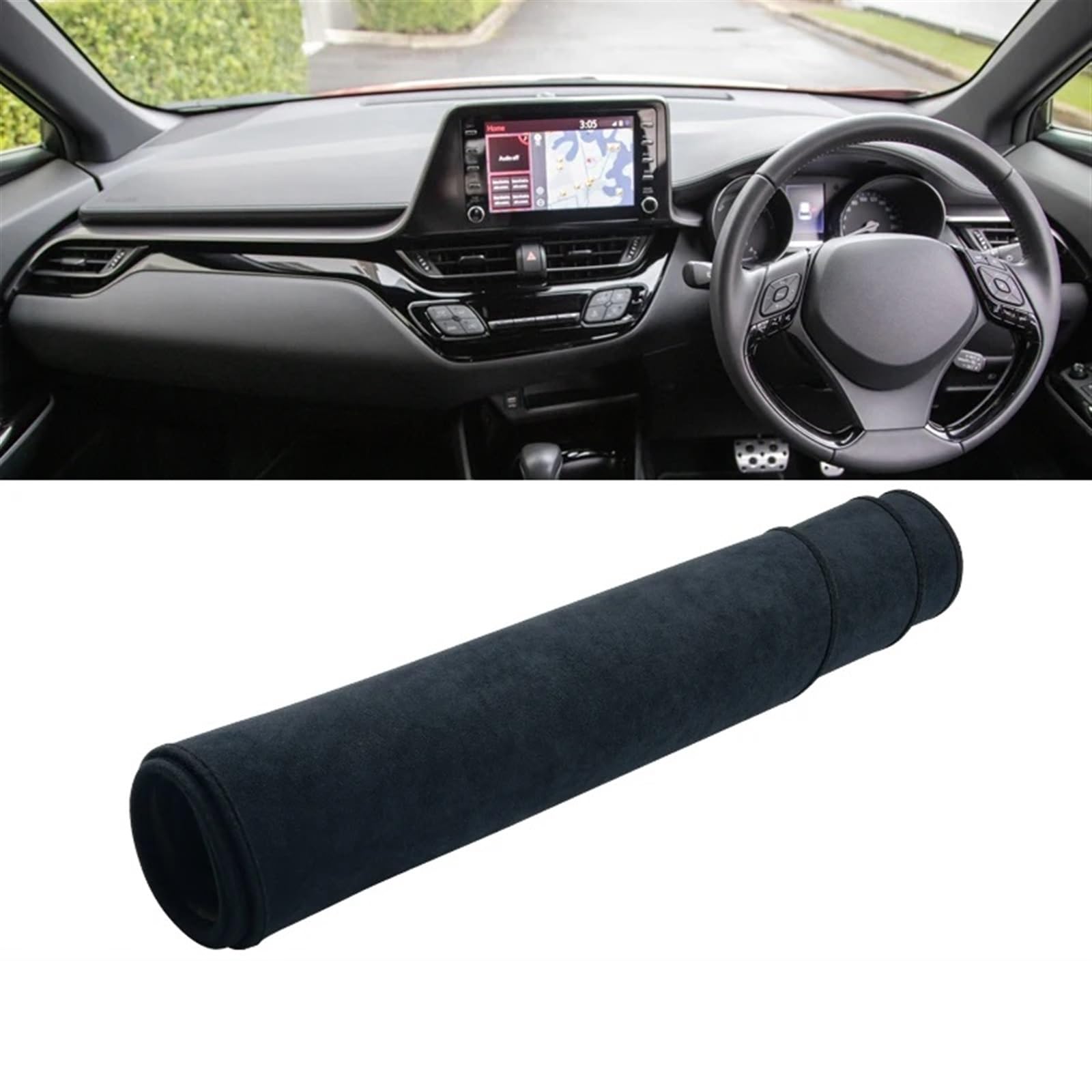 Couverture Tableau De Bord Voiture Cuir Fibre Carbone Pour Toyota C-HR 2016-2023 - Anti-Reflet