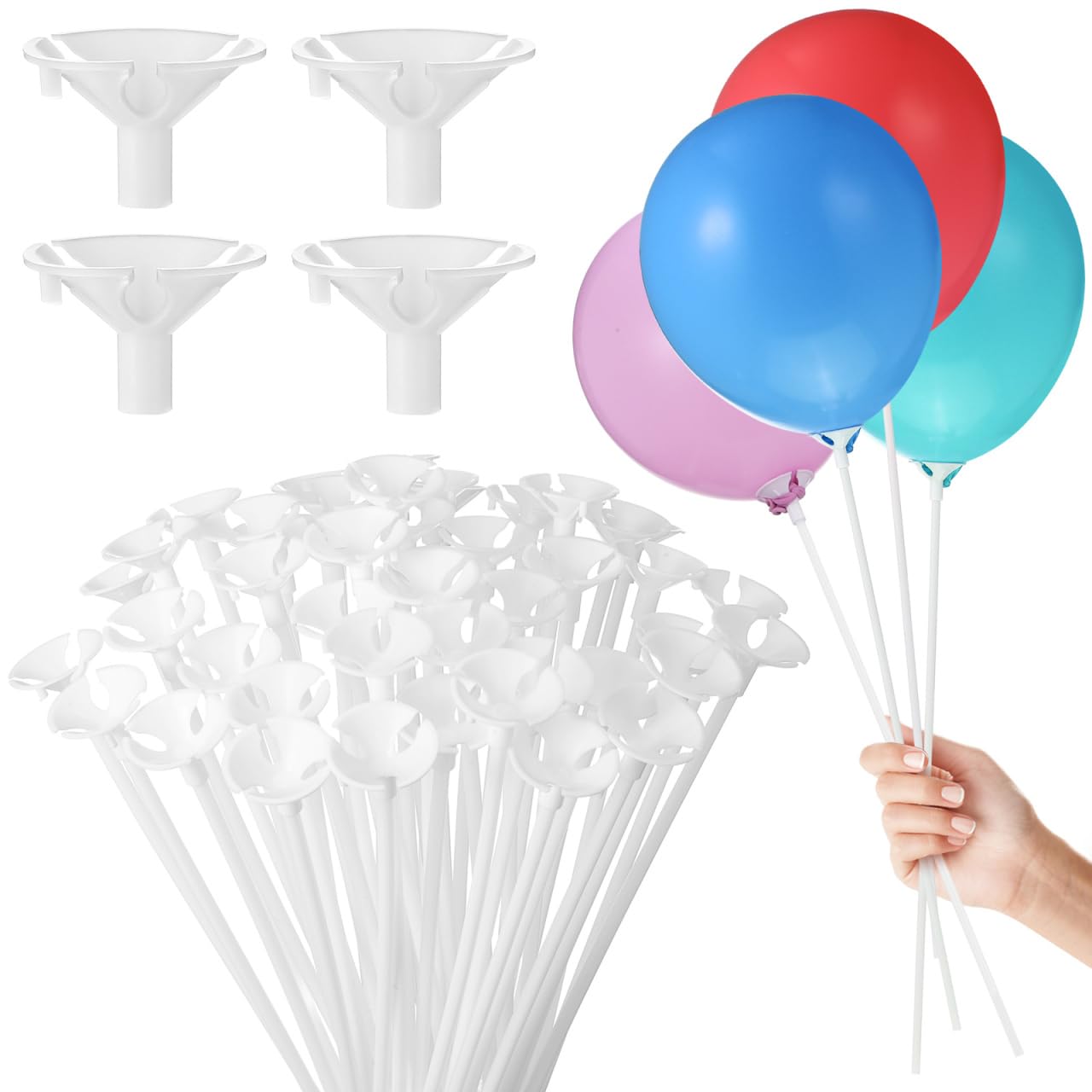 50- Pack balloon sticks White Balloon Wand Holder for Wedding Party Festival Anniversary Decor