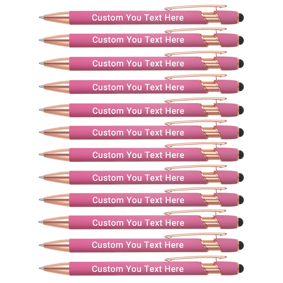 24 Stück Personalisierte Kugelschreiber Mit Stylus – Gravierter Name/Text, Schwarze Tinte