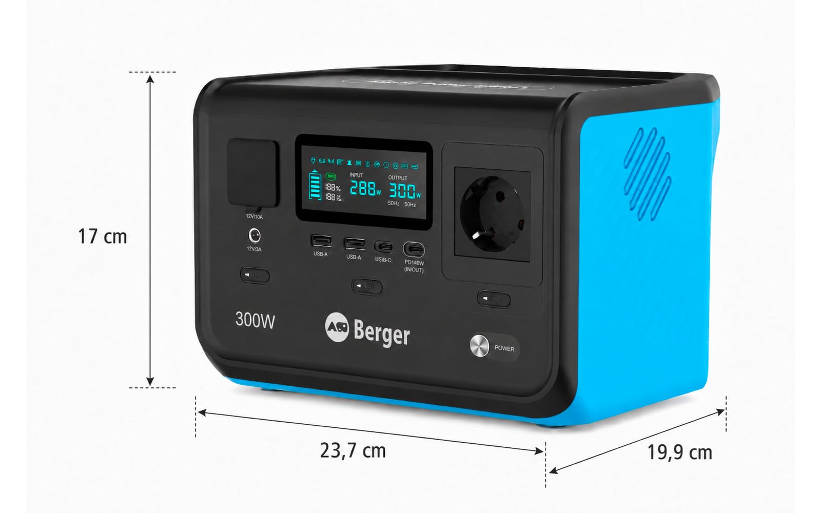BERGER Energy Tragbare Powerstation | LiFePO4 Stromspeicher für Camping (300 W)