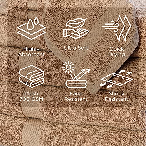 Villa Celestia 700 Gsm Beige Hand Towels For Bathroom 4 Pack - 100% Cotton Hand Towels Soft Absorbent & Fast Drying Bathroom Hand Towels-Elegant Salon Spa Hotel Bath Hand Towel Set Of 4 (16''X 28'') #TOP3