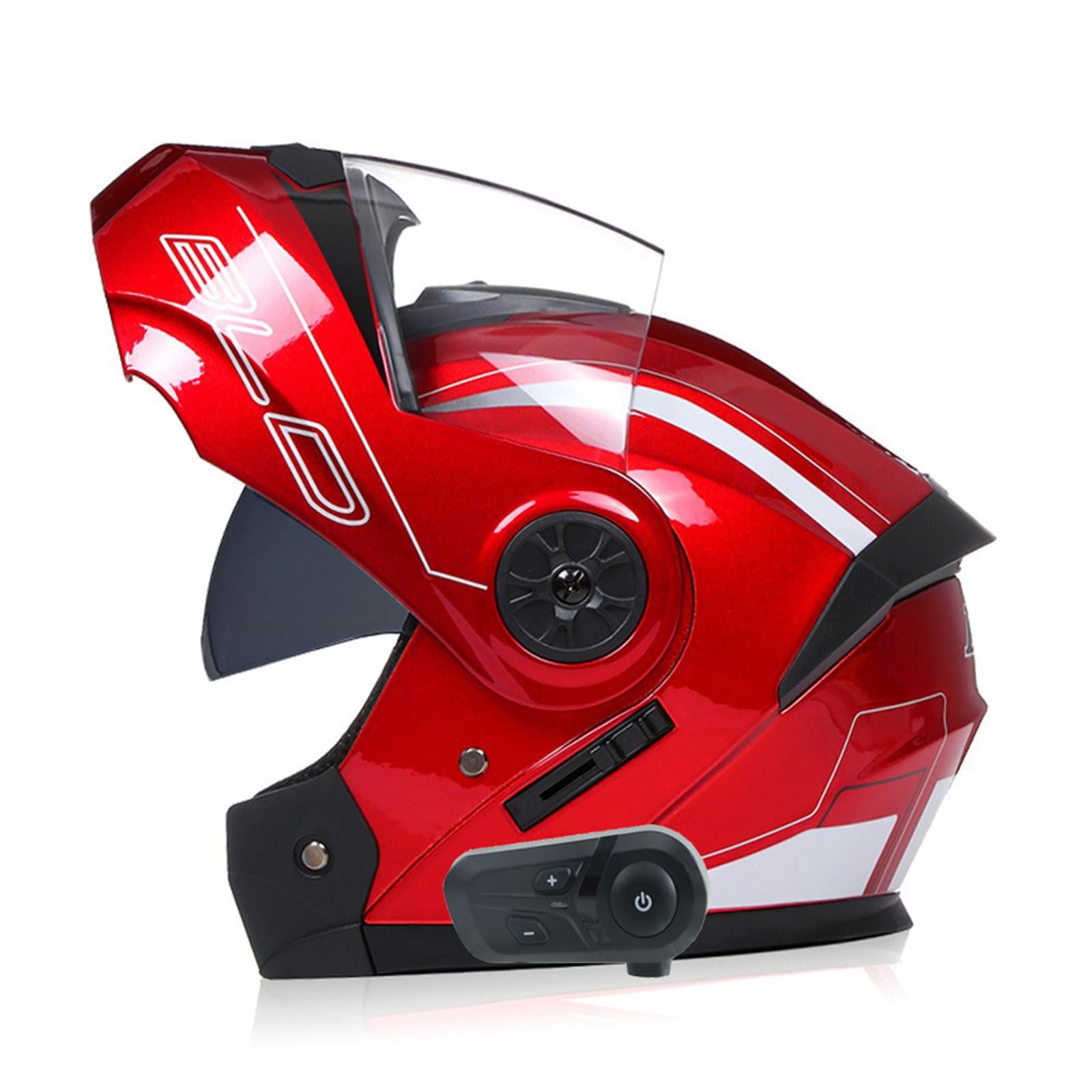 Casco Moto Modulare Bluetooth Casco Omologato ECE Doppia Visiera Caschi Moto Integrale Antivento per Adulti Uomo Donna