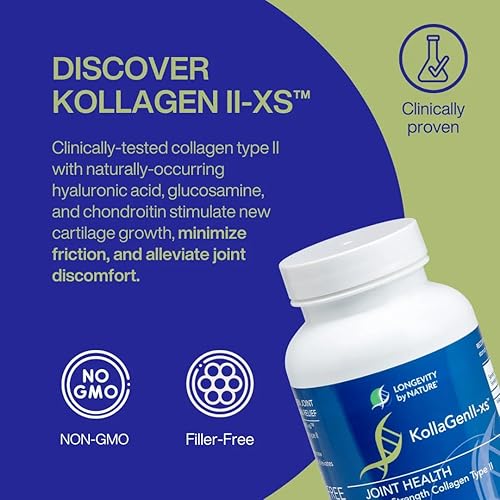 Miniatura 3 de Longevity by Nature KollaGen II-xs - Colágeno con glucosamina y condroitina, 120 cápsulas de suplemento dietético