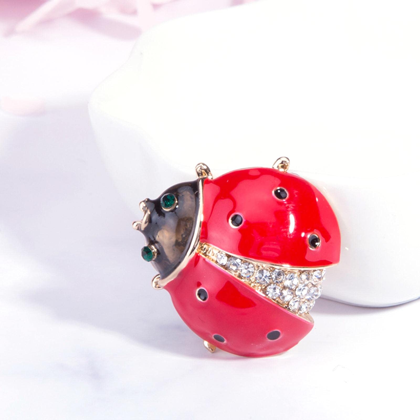 Hcma Red Custom Enamel Insect Ladybird Ladybug Brooch