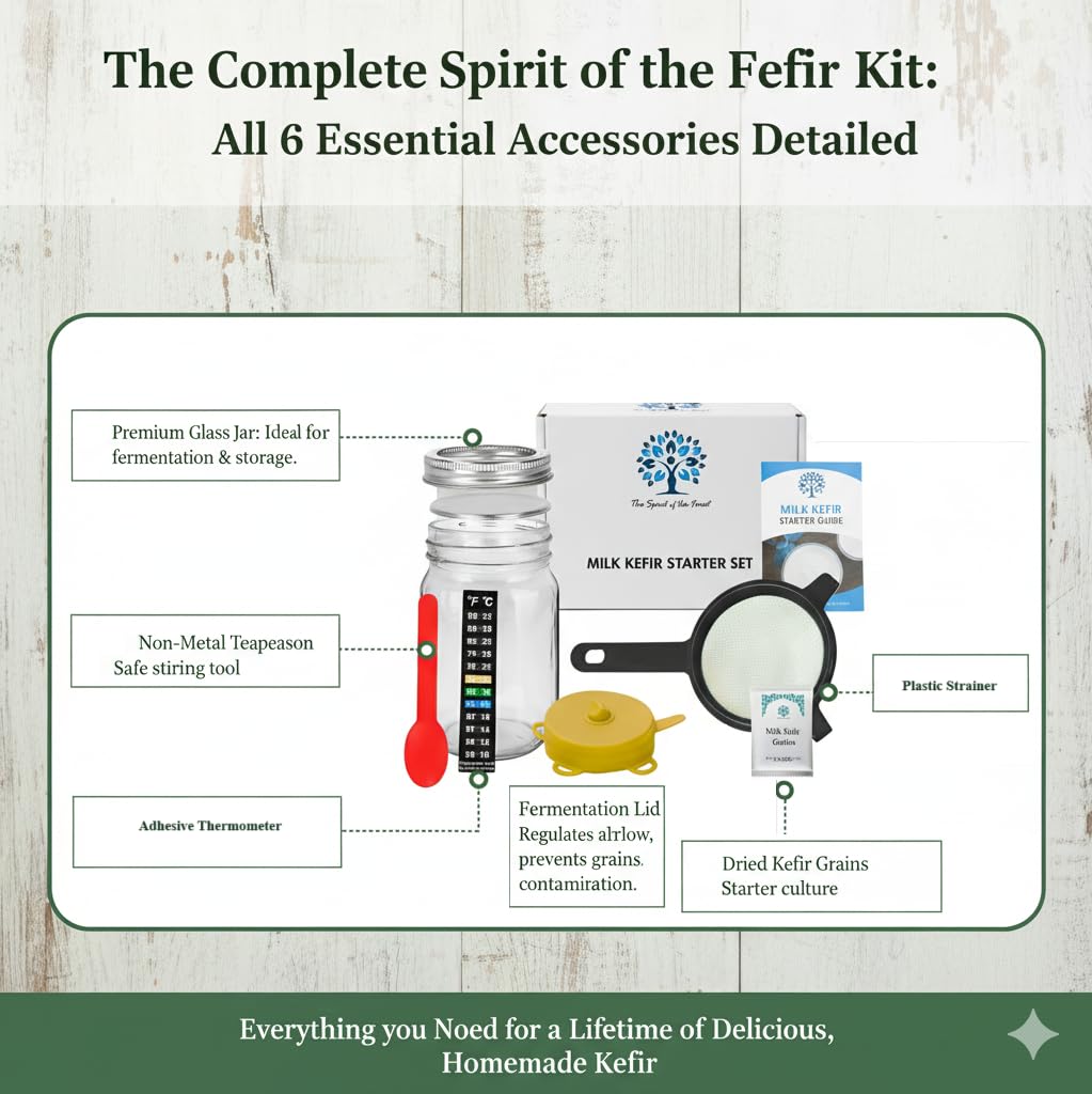 Original Milk Kefir Lebanese Starter COMPLETE SET w/ Grains - Active Probiotic Starter Cultures Easy Care Culture Bulgaros De Leche Reusable NO Loss Of Nutrients Natural, Non GMO, Gluten Free HomeMade