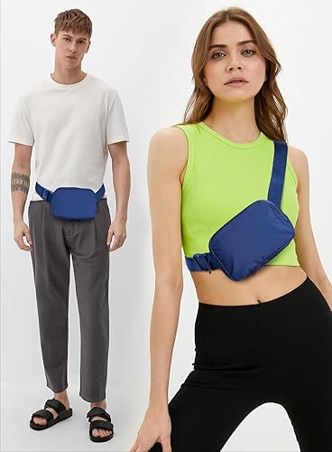 Miniatura 2 de Meyfancy Riñonera para mujer, riñoneras, bolsas cruzadas con correa ajustable para correr, viajar, entrenar, impermeable, Azul (Peacock),