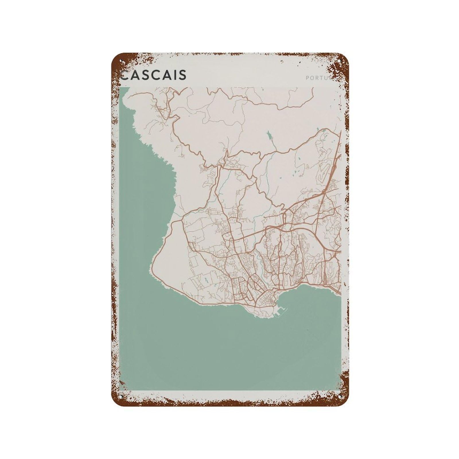 xiaoxiaoshen Cascais Map Portugal Travel Gift Scandi (2) Wall Decor Art Metal Tin Poster Modern Home Decor Art Home Bar Shop Decorations Vintage Sign 30x20cm