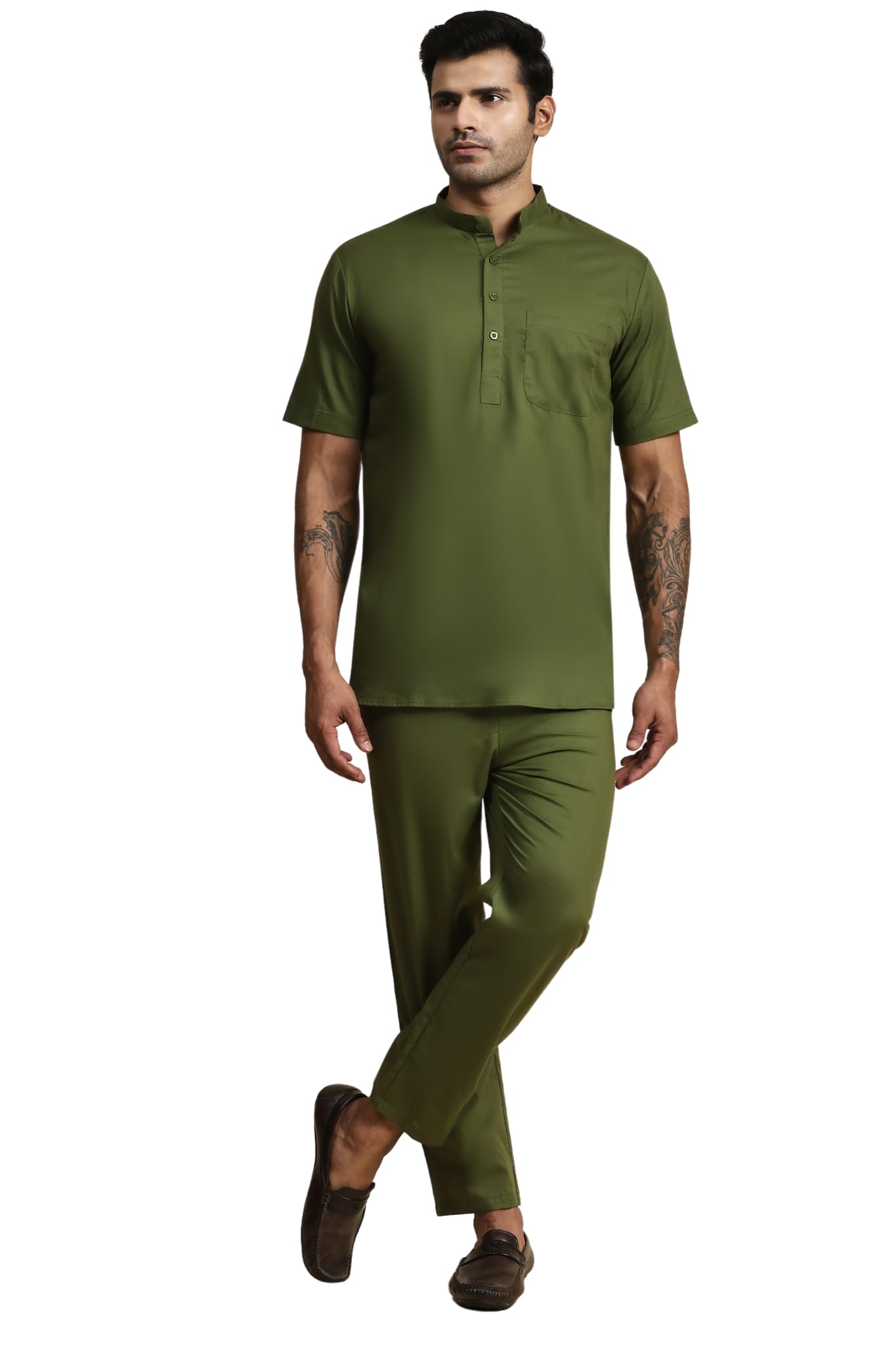 SKAVIJ 2 Piece Cotton Set for Men Summer Yoga Outfits