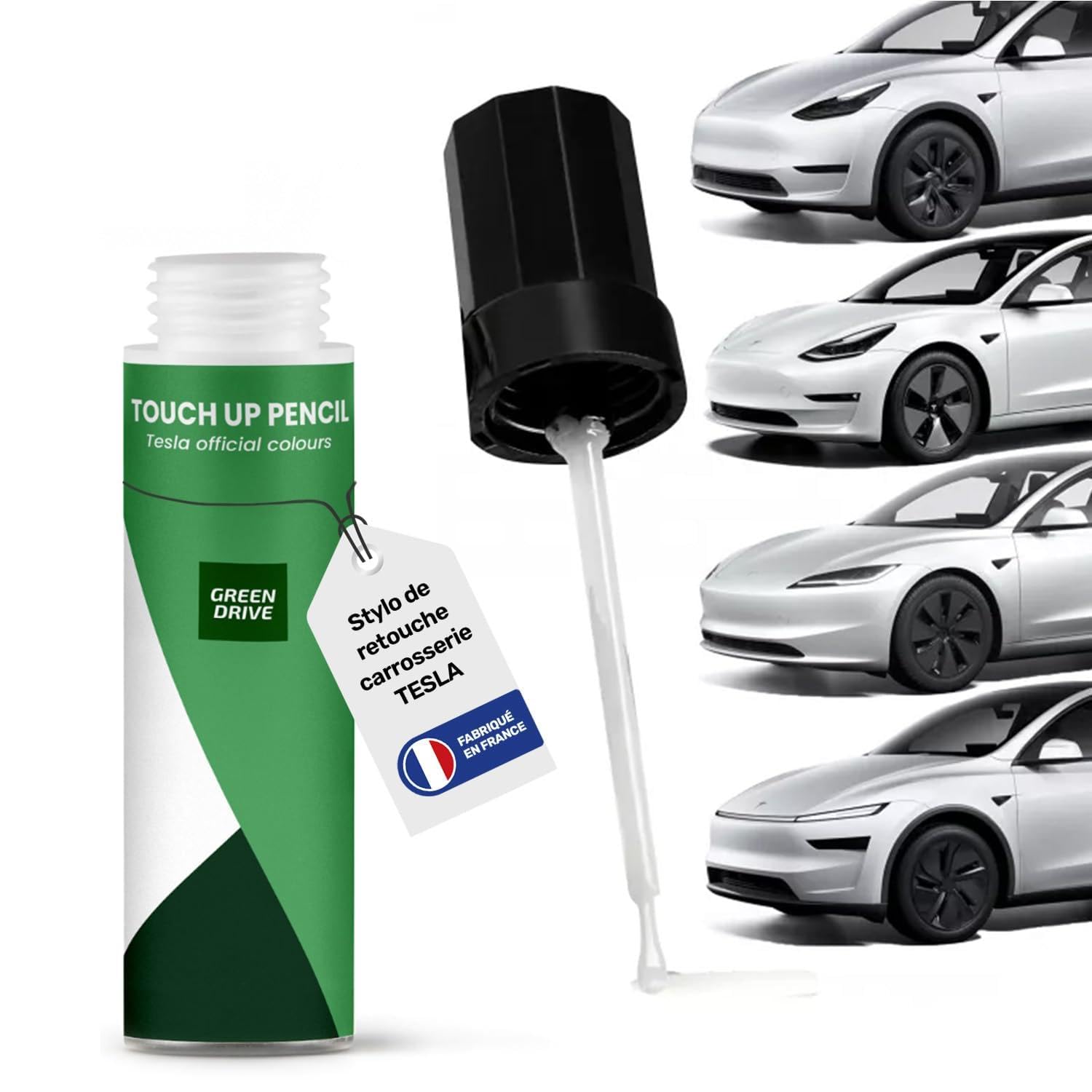 Stylo Retouche Peinture Carrosserie - Blanc perle nacré - Tesla Model 3 & Y (2019 à aujourd'hui) - Stylo Efface Rayure Carrosserie - Séchage Rapide - Protection UV