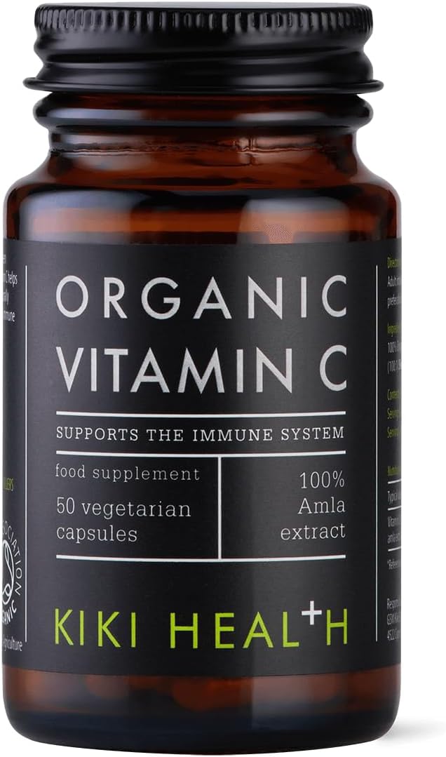 KIKI Health Organic Plant-Based Vitamin C Supplement – Vegan-Friendly Formula with Essential Nutrients for Immune Support – Vitamin C Capsules Promotes Skin Health & Collagen Production – 50 Vegicaps