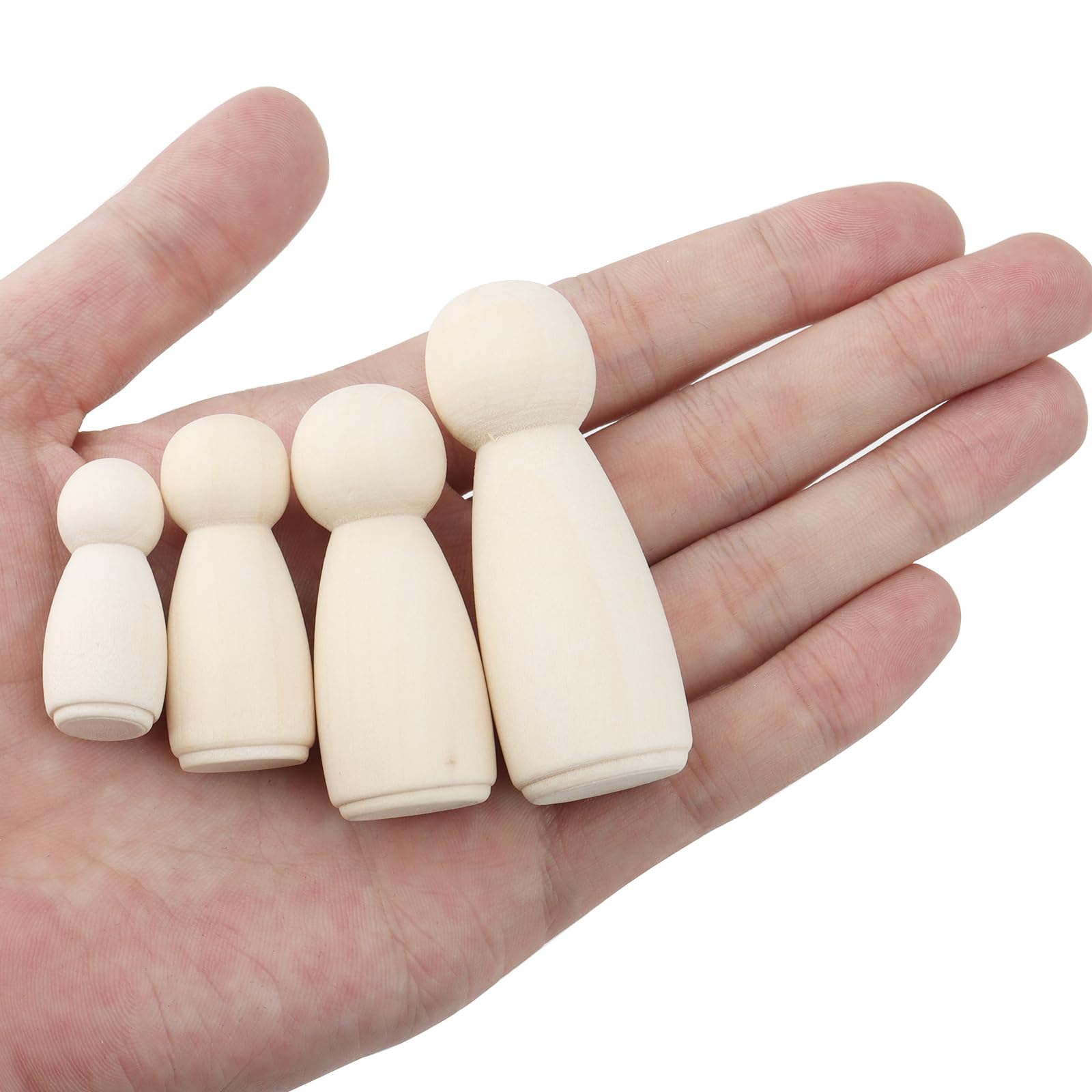 DAKFOOK 100 Pcs Wooden Peg Dolls, 4 Sizes Wooden People Shaped Dolls with Storage Box - Image 4