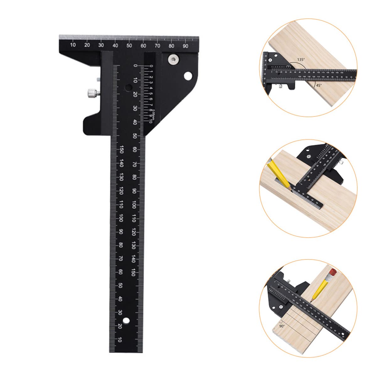 DOITOOL Regla de Carpintería de Aleación de Aluminio Diseño Minimalista, Medición Precisa 0-210mm y Tope Desmontable para Trabajo en Múltiples Escenas