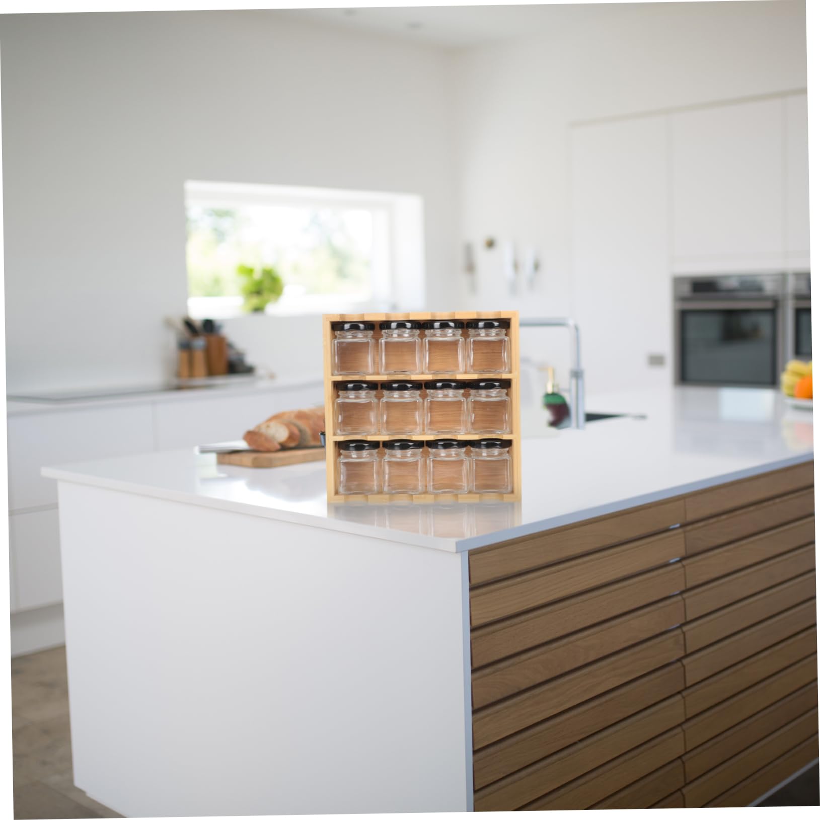 COLLBATH 1 Satz Multifunktionales Holz Gewürzregal für Küchenaufbewahrung | Mehrstufige Struktur, für Gläser und Behälter, Große Kapazität, Vielseitige Organisation im Schrank