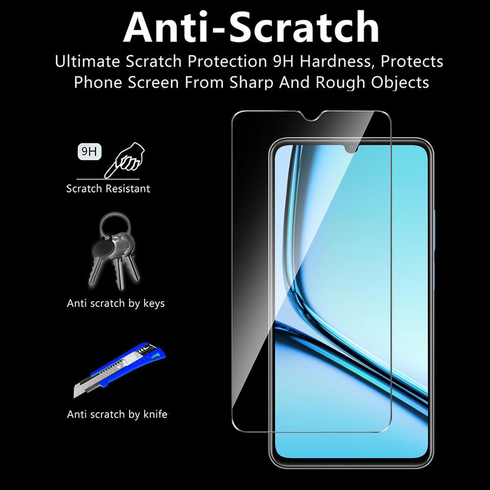 Cover Per Realme Note 50 (6.74'') Trasparente + Nero + 2 Pellicole In Vetro Temperato - Kit Protezione Completo In TPU Morbido - 6