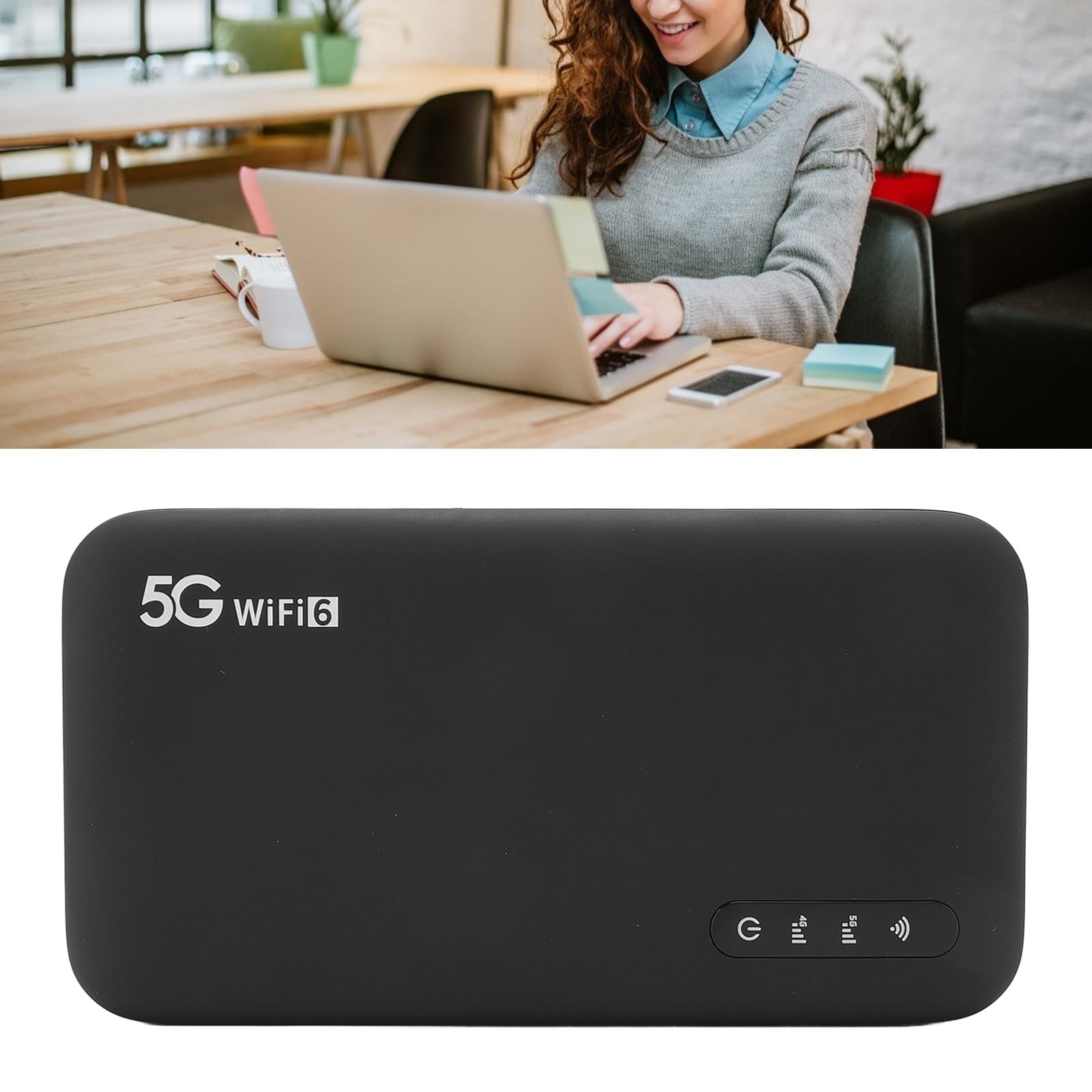 Ejoyous 5G Mobile Hotspot WiFi 6 Router Portatile con Slot per Scheda SIM Fino a 2,77 Gbps Scarica 6100 mAh Batteria IP67 Impermeabile per Viaggi e a Casa