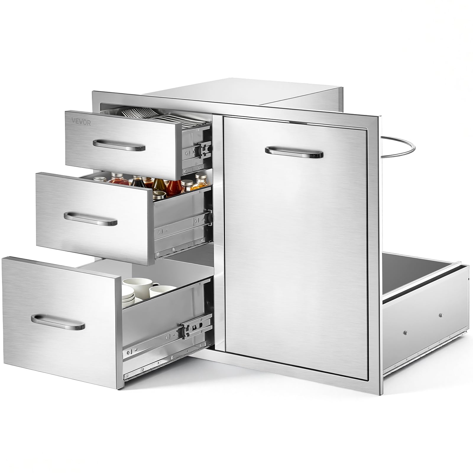 VEVOR Outdoor Kitchen Drawers, 23"W x 21"H x 30"D, Cabinet/Trash/Door/Combo