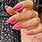 KQueenest Matte Hot Neon Pink Press on Nails Medium Almond Stiletto Gel Fake Nails Glue on Medium Pure Color Acrylic Nails Press ons Feature Protective UV Coating in 24PCS