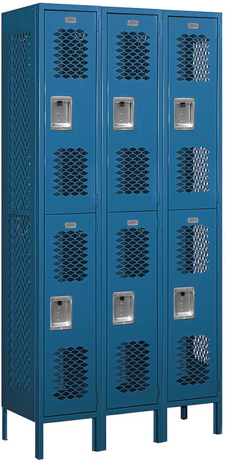 Salsbury Industries 72365BL-U Double Tier 36-Inch Wide 6-Feet High 15-Inch Deep Unassembled Vented Metal Locker, Blue