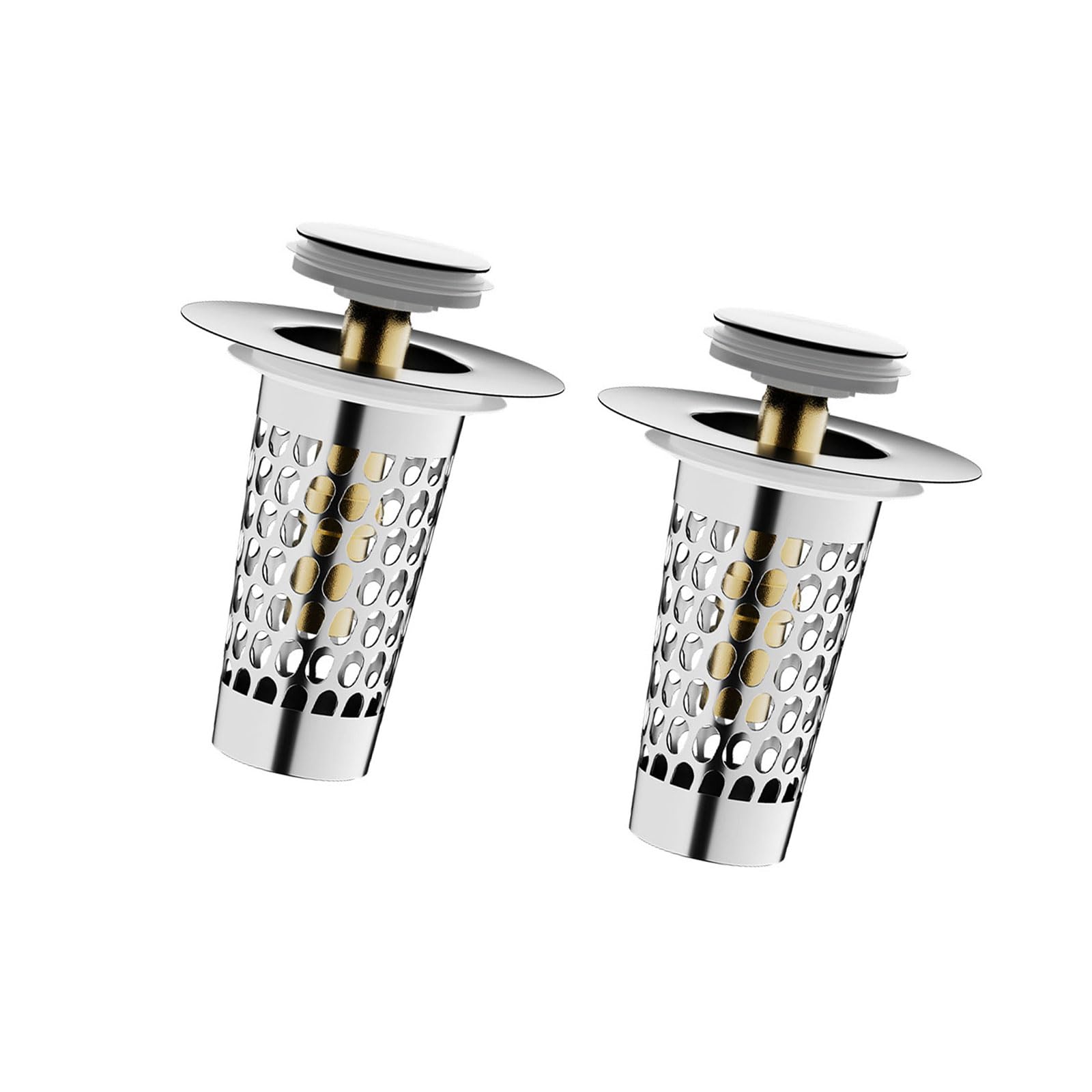 Sink Drain Strainer Basket Metal Drain Plug Push Type Bounce Cores Drains Filter AntiClogging Stoppers Enduring Stoppers Bathroom Strainer