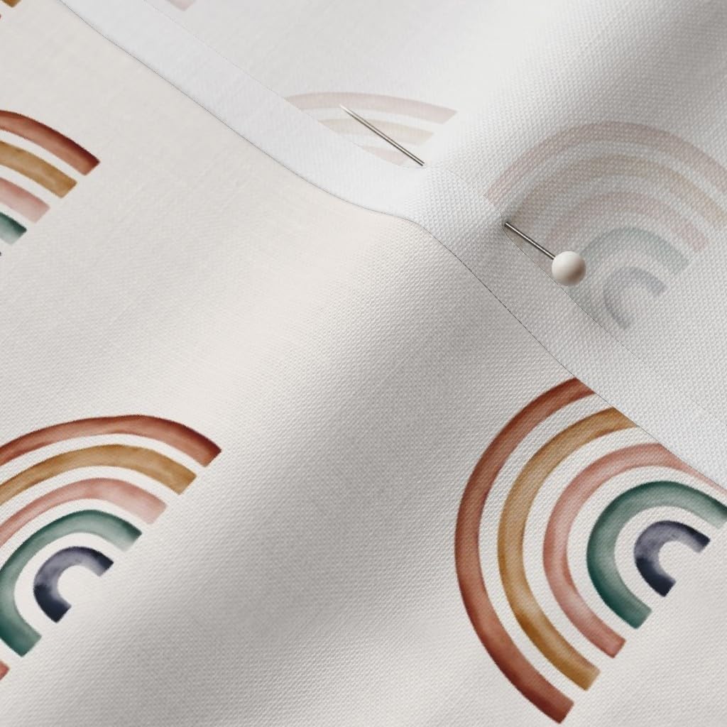 Spoonflower Fabric - Earth Tones Rainbows Watercolor Rainbow Kids Nursery Gender Neutral Printed on Petal Signature Cotton Fabric by The Yard - Sewing Quilting Apparel Crafts Decor