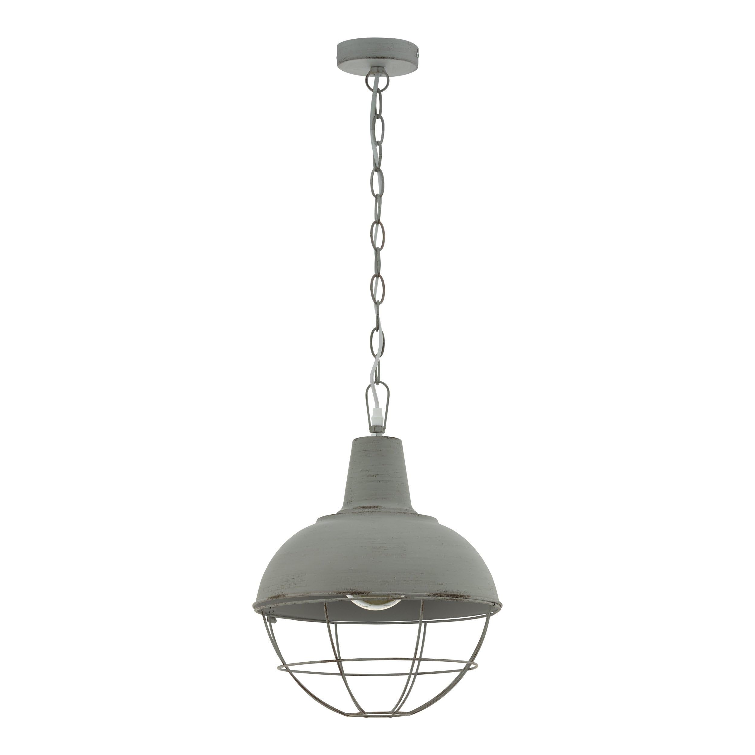Eglo Cannington 1 Pendant Light 1-Bulb Industrial Vintage Retro Steel Pendant Light in Grey Patina Dining Table Lamp Hanging E27 Socket